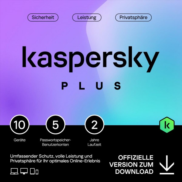 Kaspersky Plus (10 Geräte - 2 Jahre) ESD Lizenz Download KEY