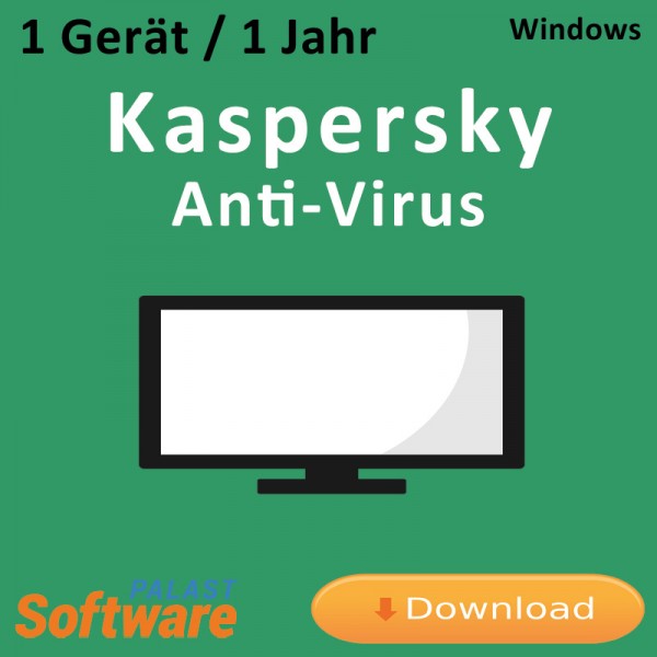 Kaspersky Antivirus, 1 PC, 1 Jahr, ESD, Lizenz, Download, gültig für 2016