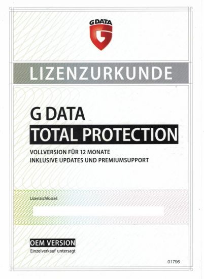 G Data Total Protection 1-PC 1-Jahr PKC (OEM)