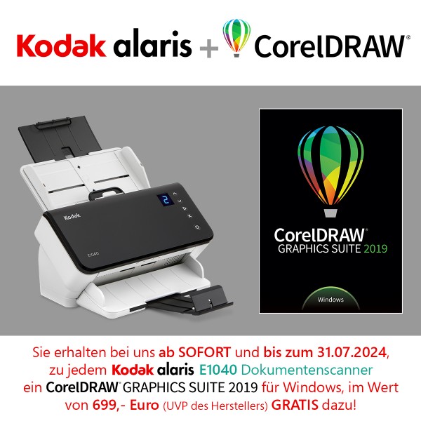KODAK Alaris E1040 Dokumentenscanner inkl. GRATIS CorelDRAW Graphics Suite 2019 Win
