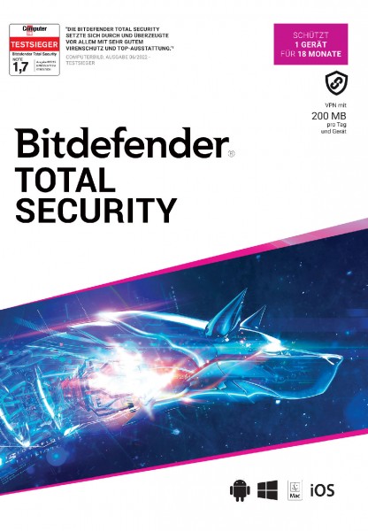 Bitdefender Total Security Multi-Device 1-Gerät 1,5-Jahre, ESD Lizenz Download KEY