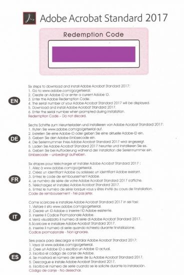 Adobe Acrobat Standard DC 2017 Dauerlizenz Keycard (OEM)
