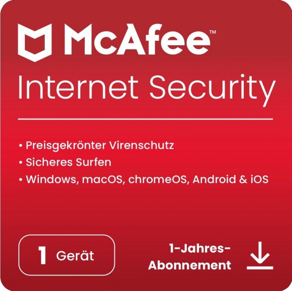 McAfee Internet Security, 1 Gerät 1 Jahr, 2021, ESD Lizenz Download KEY