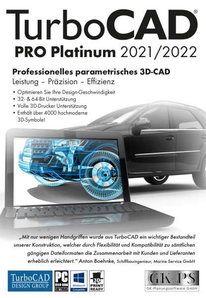 TurboCAD PRO Platinum 2021/2022 1-PC Dauerlizenz Windows, ESD Lizenz Download KEY