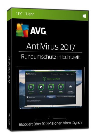 AVG AntiVirus 2017, 1 User, 1 Jahr, DVD-BOX